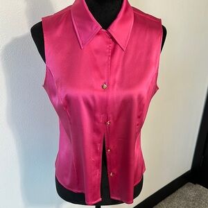 St. John Pink Fitted Notched Collar Blouse